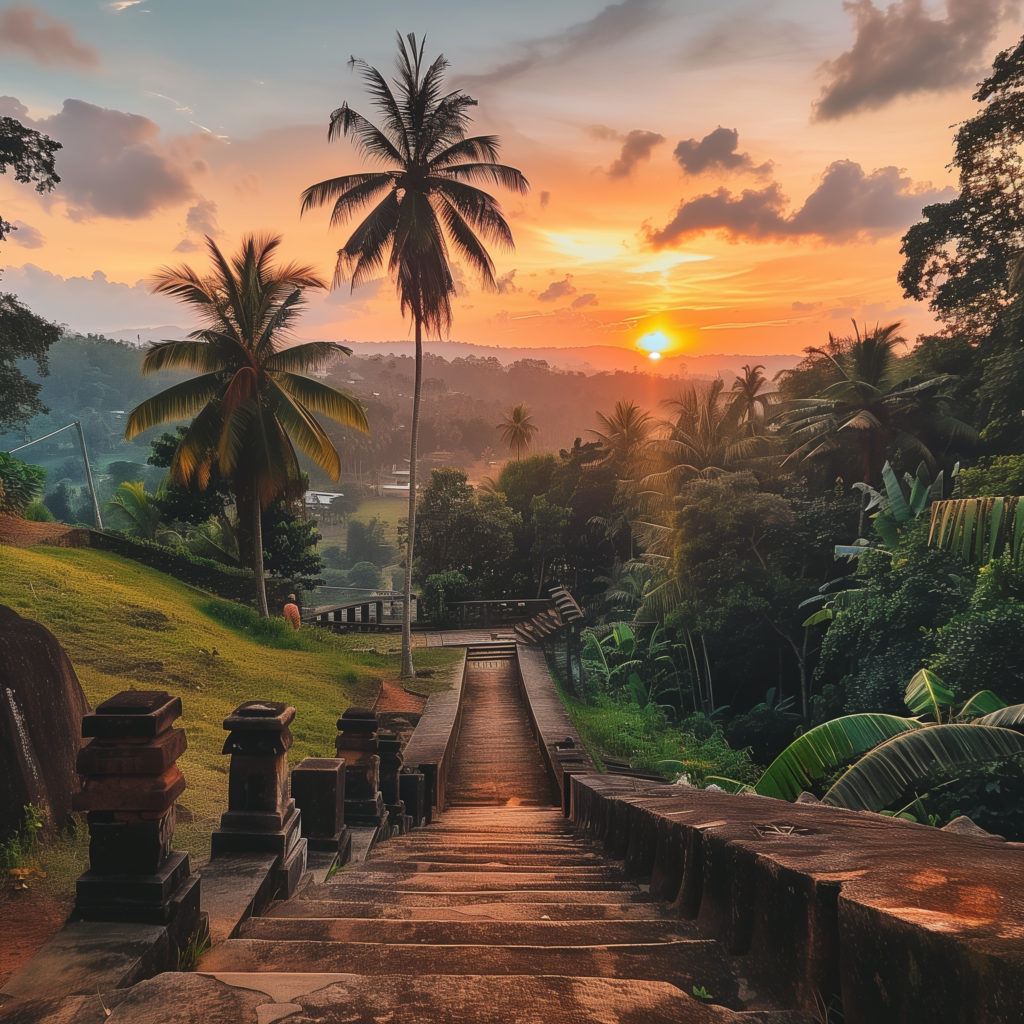 Sri Lankan road in sunset